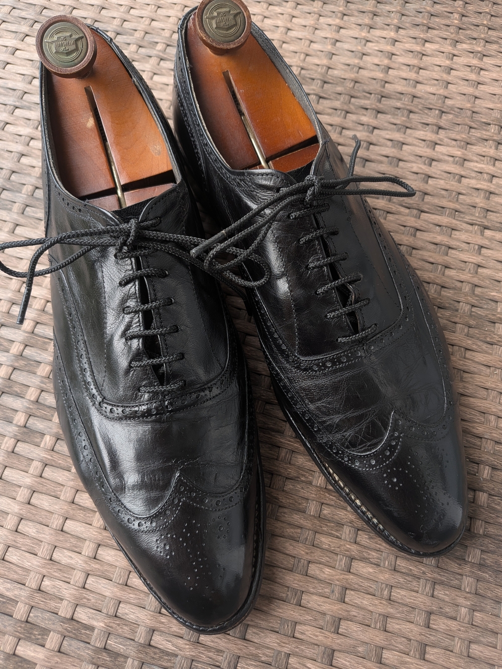 Vintage 1950s Edwin Clapp Kidskin Full Brogue 7-Eyelet 13D w/ 60s Florsheim Tree